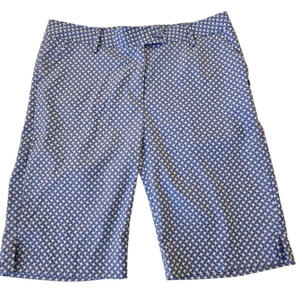 Cracked Wheat Womens Printed Stretch Golf Bermuda Shorts Blue White Size 6